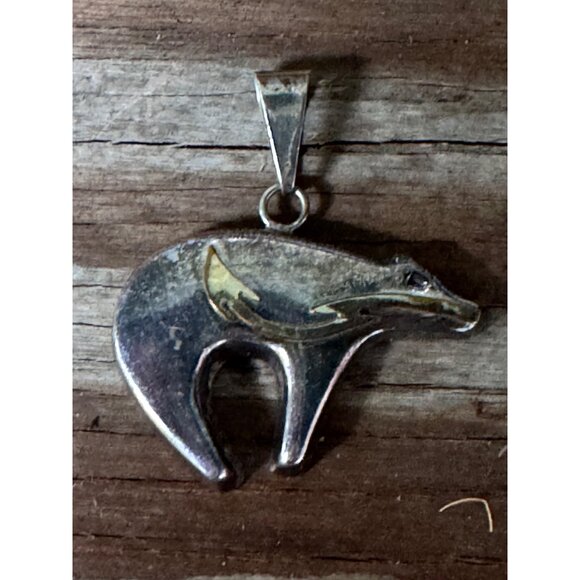 Native American Sterling Silver Bear Pendant 14.12g - Picture 4 of 8